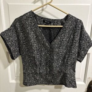 Floral Black and White Women's Top